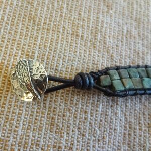 Square African Turquoise Leather Wrap Bracelet